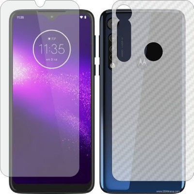 MOBART Front and Back Screen Guard for MOTOROLA MOTO ONE MACRO (Front Matte Finish & Back 3d Carbon Fiber)(Pack of 2)