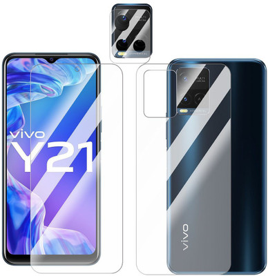 FCS Front and Back Screen Guard for Vivo Y21 Front + Back + Camera (Glossy)(Pack of 3)