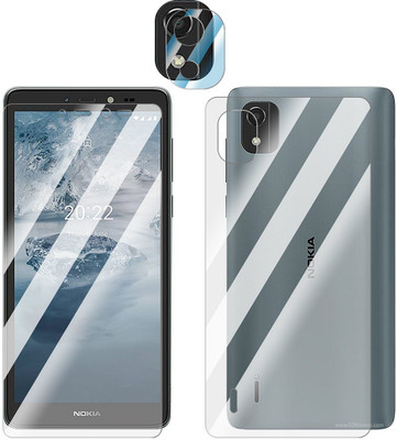 FCS Front and Back Screen Guard for Nokia C2 2nd Edition Front+Back+Camera (Glossy)(Pack of 3)