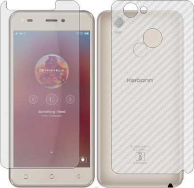 Mobling Front and Back Screen Guard for KARBONN K9 SMART GRAND (Front 9H Hardness Matte & Carbon Fiber Skin for Back)(Pack of 2)
