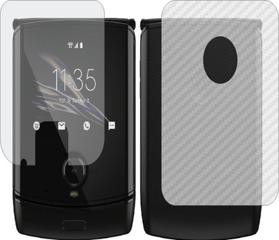 MOBART Front and Back Screen Guard for MOTOROLA MOTO RAZR 2019 (Front Matte Finish & Back 3d Carbon Fiber)(Pack of 2)