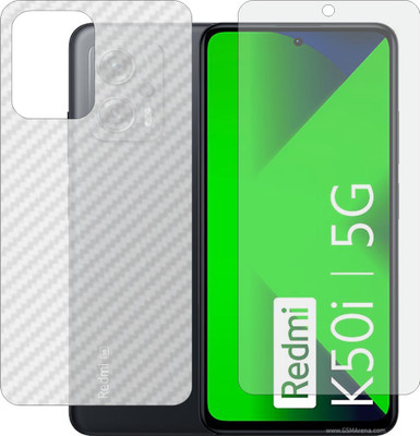 MOBART Front and Back Screen Guard for REDMI K50i (Front Matte Finish & Back 3d Carbon Fiber)(Pack of 2)
