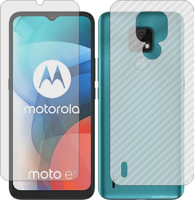 MOBART Front and Back Screen Guard for MOTOROLA MOTO E7 (Front Matte Finish & Back 3d Carbon Fiber)(Pack of 2)