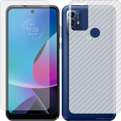 MOBART Front and Back Screen Guard for MOTOROLA MOTO G PLAY 2023 (Front Matte Finish & Back 3d Carbon Fiber)(Pack of 2)