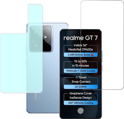 VAYUVAULT Front and Back Screen Guard for realme Gt 7, Tempered Glass, Back Screen Guard Matte finish(Pack of 2)