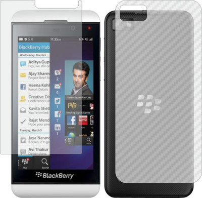 Mobling Front and Back Screen Guard for BLACKBERRY Z10 (Front 9H Hardness Matte & Carbon Fiber Skin for Back)(Pack of 2)