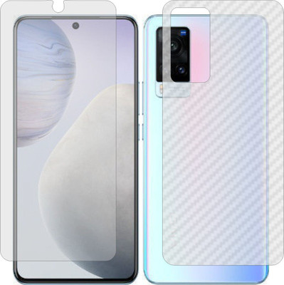 MOBART Front and Back Screen Guard for VIVO X60 (Front Matte Finish & Back 3d Carbon Fiber)(Pack of 2)
