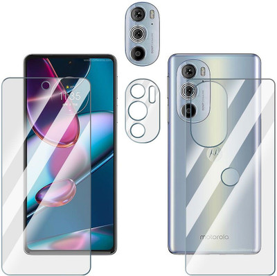 FCS Front and Back Screen Guard for Motorola Edge 30 Pro Front+Back+Camera (Glossy)(Pack of 3)