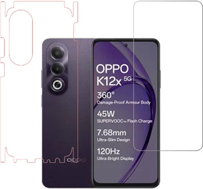 VAYUVAULT Front and Back Screen Guard for OPPO K12x 5G, Tempered Glass, Back Screen Guard Glossy finish, Back Screen Guard With Side(Pack of 2)