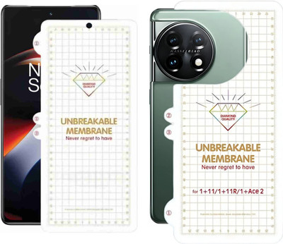 UNIKWORLD Front and Back Screen Guard for OnePlus 11, OnePlus 11 Screen Protector,Anti-Scratch, OnePlus 11 Front and Back Screenguard Unbreakable Membrane(Pack of 1)