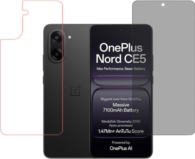 KARTRAY Front and Back Screen Guard for OnePlus Nord CE5 5G, Privacy Tempered glass, Back Screen Guard With Glossy Finish(Pack of 2)