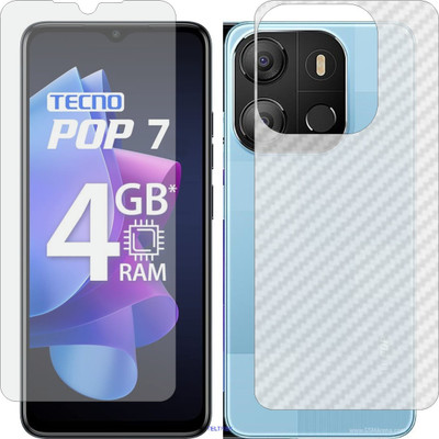 TELTREK Front and Back Screen Guard for TECNO POP 7 (Front Matte Finish & Back 3d Carbon Fiber)(Pack of 2)