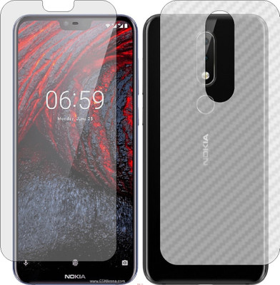 Mobling Front and Back Screen Guard for NOKIA X6 2018 (Front 9H Hardness Matte & Carbon Fiber Skin for Back)(Pack of 2)