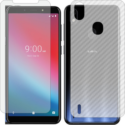 ZINGTEL Front and Back Screen Guard for LAVA Z52 PRO (Front Matte Finish & Back 3d Carbon Fiber)(Pack of 2)