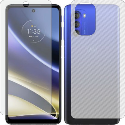 ZINGTEL Front and Back Screen Guard for MOTOROLA G51 5G (Front Matte Finish & Back 3d Carbon Fiber)(Pack of 2)