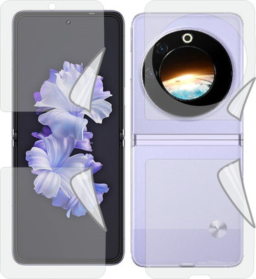 ZINGTEL Front and Back Tempered Glass for Tecno Phantom V Flip AD11 (Edge To Edge TPU Full Coverage)(Pack of 1)