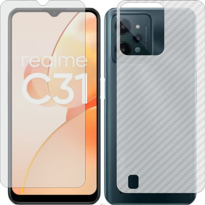 Mobling Front and Back Screen Guard for REALME C 31 RMX3501 (Front 9H Hardness Matte & Carbon Fiber Skin for Back)(Pack of 2)