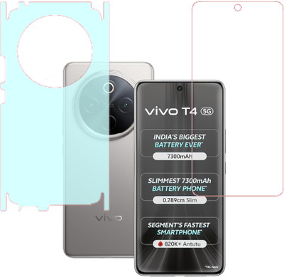 VAYUVAULT Front and Back Screen Guard for vivo T4 5G, Front Screen Guard Glossy finish, Back Screen Guard Matte finish, Back Screen Guard With Side(Pack of 2)
