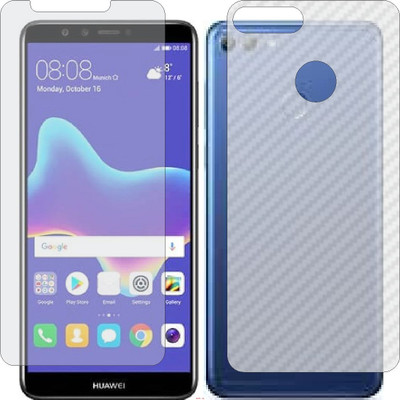 Mobling Front and Back Screen Guard for HUAWEI HONOR Y9 2018 (Front 9H Hardness Matte & Carbon Fiber Skin for Back)(Pack of 2)