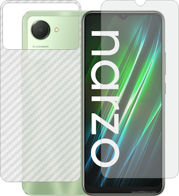 Mobling Front and Back Screen Guard for REALME NARZO 50i Prime (Front 9H Hardness Matte & Carbon Fiber Skin for Back)(Pack of 2)