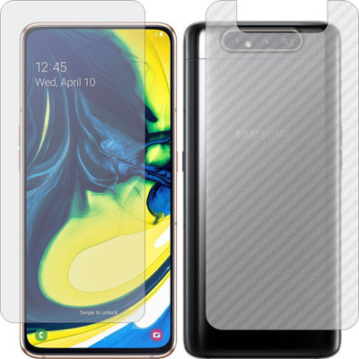 MOBART Front and Back Screen Guard for SAMSUNG A805F GALAXY A80 (Front Matte Finish & Back 3d Carbon Fiber)(Pack of 2)