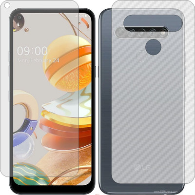 Mobling Front and Back Screen Guard for LG K61 (Front 9H Hardness Matte & Carbon Fiber Skin for Back)(Pack of 2)