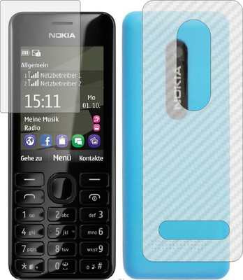 Mobling Front and Back Screen Guard for NOKIA 206 (Front 9H Hardness Matte & Carbon Fiber Skin for Back)(Pack of 2)