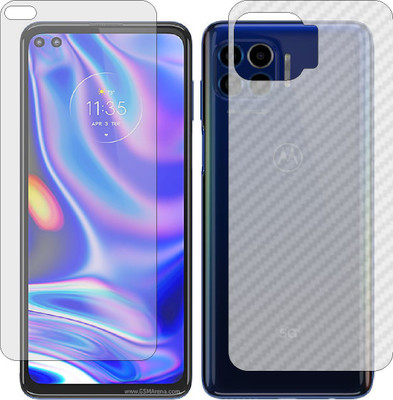 MOBART Front and Back Screen Guard for MOTOROLA MOTO ONE 5G UW (Front Matte Finish & Back 3d Carbon Fiber)(Pack of 2)