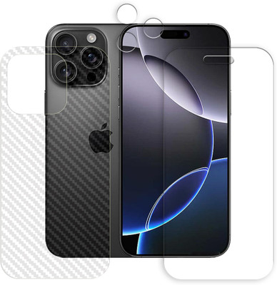 SOMTONE Front and Back Tempered Glass for Apple iPhone 16 Pro Max 5G Tempered Glass Screen Protector | Anti-Scratch | Edge to Edge Full Coverage | 9H Hardness (1 FRONT SCREEN GUARD + 1 BACK CARBON FIBER SKIN + 1 CAMERA LENS PROTECTOR)(Pack of 1)