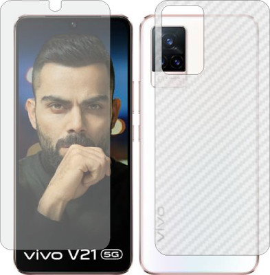 MOBART Front and Back Screen Guard for VIVO V21 (Front Matte Finish & Back 3d Carbon Fiber)(Pack of 2)