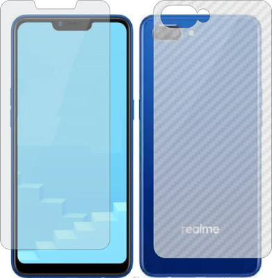 Mobling Front and Back Screen Guard for OPPO RMX1811 REALME C1 (Front 9H Hardness Matte & Carbon Fiber Skin for Back)(Pack of 2)