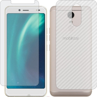 Mobling Front and Back Screen Guard for MOBISTAR E SELFIE (Front 9H Hardness Matte & Carbon Fiber Skin for Back)(Pack of 2)