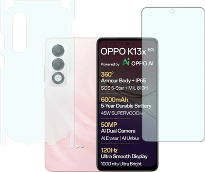 KARTRAY Front and Back Screen Guard for OPPO K13x 5G, Matte Tempered Glass, Back Screen Guard With Sides(Pack of 2)