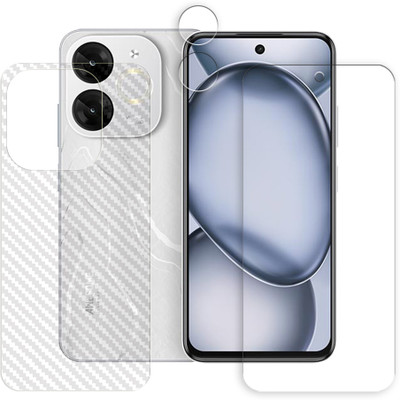 SOMTONE Front and Back Tempered Glass for itel A80 4G Tempered Glass Screen Protector | Anti-Scratch | Edge to Edge Full Coverage | 9H Hardness (1 FRONT SCREEN GUARD + 1 BACK CARBON FIBER SKIN + 1 CAMERA LENS PROTECTOR)(Pack of 1)