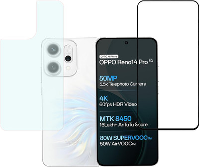 SCANSHIELD Front and Back Screen Guard for Oppo Reno 14 Pro 5G, Edge to Edge Tempered Glass, Back Screen Guard With Matte Finish(Pack of 2)