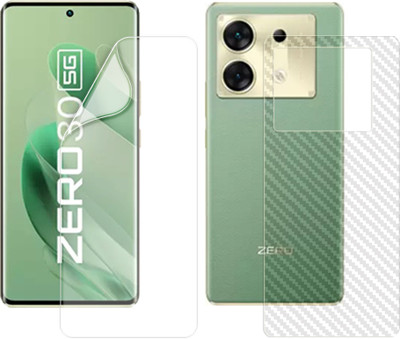 SOMTONE Front and Back Screen Guard for Infinix Zero 30 5G (1 HYDROGEL SCREEN PROTECTOR WITH 1 CARBON FIBER SKIN)(Pack of 2)