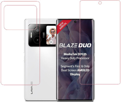 KARTRAY Front and Back Screen Guard for Lava Blaze Duo 5G, Front Clear Back Clear(Pack of 2)