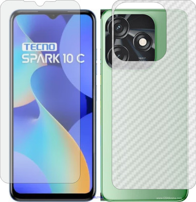 TELTREK Front and Back Screen Guard for TECNO SPARK 10C (Front Matte Finish & Back 3d Carbon Fiber)(Pack of 2)