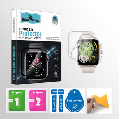 SOMTONE Front and Back Screen Guard for Amazfit Cheetah 1.75 inch Smartwatch 2 PROTECTOR + 2 WIPES + 2 DUST REMOVAL STICKER + 1 WIPER(Pack of 2)