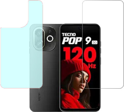 VAYUVAULT Front and Back Screen Guard for Tecno POP 9 5G, Tempered Glass, Back Screen Guard matte finish(Pack of 2)
