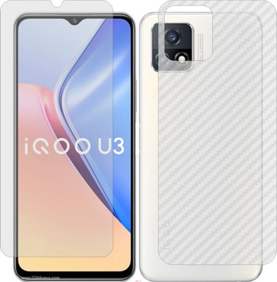 Mobling Front and Back Screen Guard for VIVO IQOO U3 (Front 9H Hardness Matte & Carbon Fiber Skin for Back)(Pack of 2)