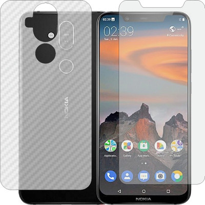 Mobling Front and Back Screen Guard for NOKIA X7 (Front 9H Hardness Matte & Carbon Fiber Skin for Back)(Pack of 2)