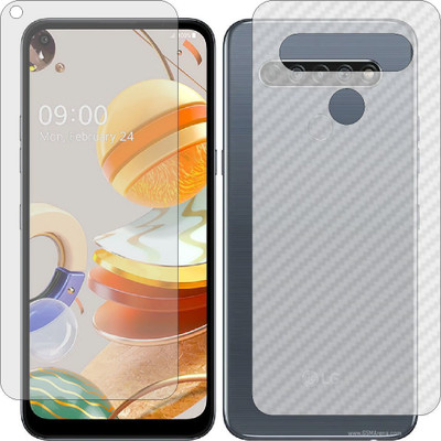 ZINGTEL Front and Back Screen Guard for LG K61 (Front Matte Finish & Back 3d Carbon Fiber)(Pack of 2)