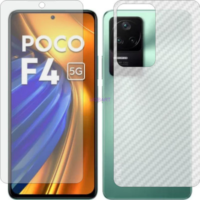 MOBART Front and Back Screen Guard for POCO F4 5G (Front Matte Finish & Back 3d Carbon Fiber)(Pack of 2)