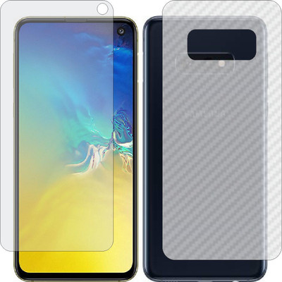MOBART Front and Back Screen Guard for SAMSUNG GALAXY S10E (Front Matte Finish & Back 3d Carbon Fiber)(Pack of 2)