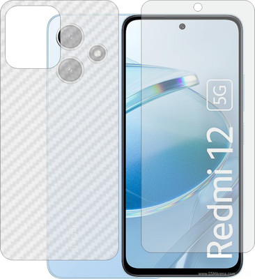 TELTREK Front and Back Screen Guard for Xiaomi Redmi 12 5G 23076RN4BI (Matte Front & Carbon Fiber Back Skin Combo)(Pack of 2)