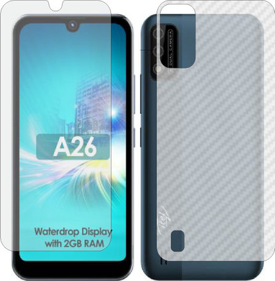 ZINGTEL Front and Back Screen Guard for ITEL A26 (Front Matte Finish & Back 3d Carbon Fiber)(Pack of 2)