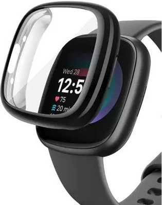 CallSmith Front and Back Screen Guard for Fitbit Versa 4, Sense 2 (2 in 1), Silocon TPU Case with Silicon Screen Protector(Pack of 1)
