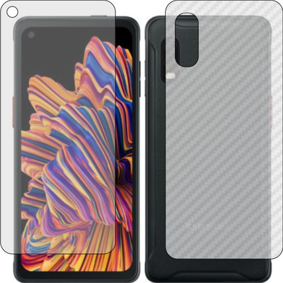 MOBART Front and Back Screen Guard for SAMSUNG GALAXY XCOVER PRO (Front Matte Finish & Back 3d Carbon Fiber)(Pack of 2)