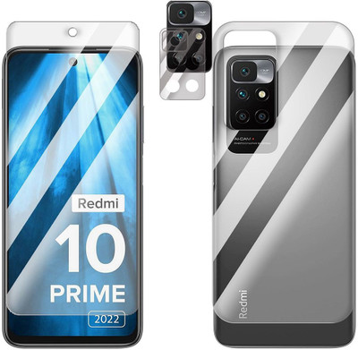 Enlinea Front and Back Screen Guard for Xiaomi Redmi 10 Prime 2022 Front+Back+Camera (Glossy)(Pack of 3)